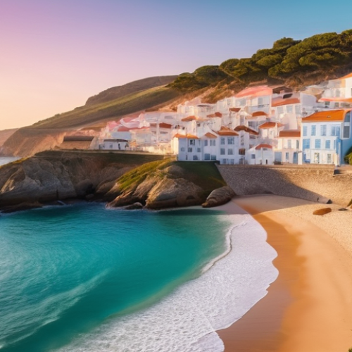 Home 16 소중한 하루를 위한 여행지 추천 - **Prompt:** A serene, wide-angle landscape photograph of a pristine Portuguese beach at sunset, remi...