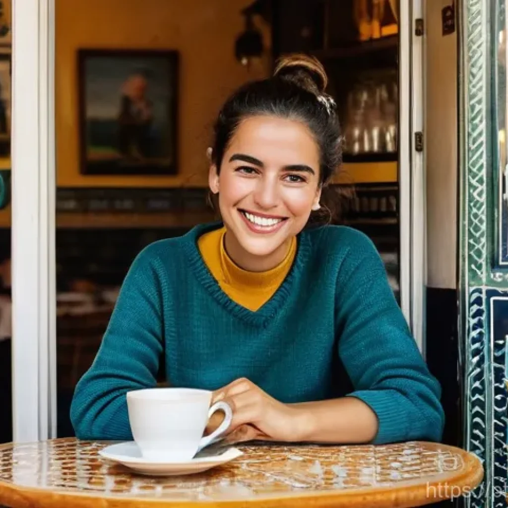 일상에서의 감사 실천법 - **Morning Gratitude in a Lisbon Caf&eacute;**: A serene scene in a sun-drenched, traditional Lisbon caf&eacute;. A...