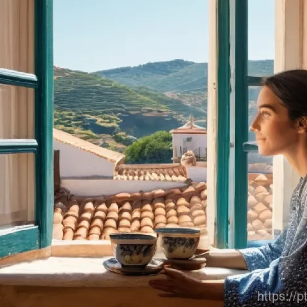 하루의 소중함을 일깨우는 명언 - **"Finding Inner Rhythm Amidst Portuguese Charm"**
A serene woman in her late 20s to early 30s, ...
